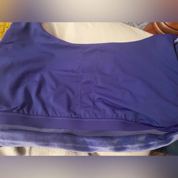 Athleta Plush Velvet Open Back Crop Workout Tank Top size L - Noble Blue - Picture 9 of 10